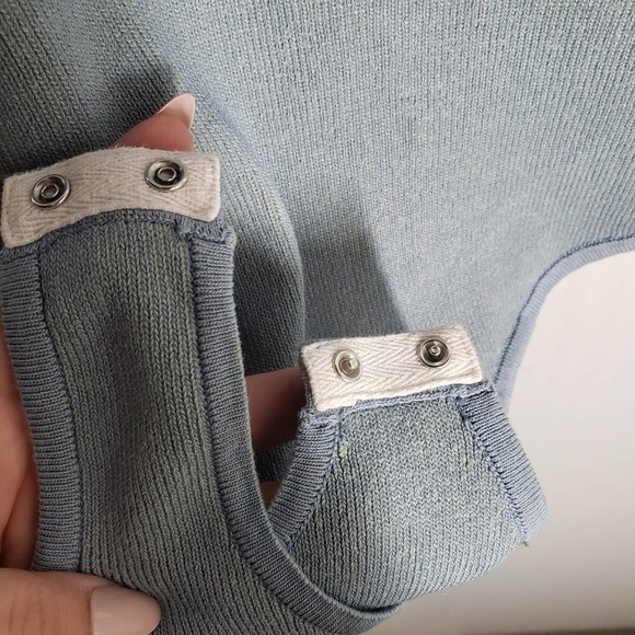 Wayf 98 Alicia T-Strap Sweater Knit Bodysuit M Blue - Picture 9 of 13